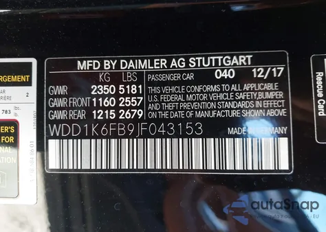 2018 Mercedes-Benz E 400 from USA, damaged, VIN WDD1K6FB9JF043153